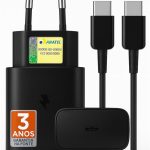 Carregador Turbo Compativel c/Samsung Galaxy, Motorola, Novo Iphone 15/16 - Fonte 25W Ultra,Carregamento Rápido, Tipo C + USB, Acompanha Cabo Tipo C, para Android/IOS - Certificado Premium Black