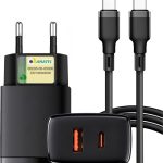 Carregador Turbo Compatível com Samsung Galaxy, Motorola, Novo Iphone 15/16 - Fonte 20W, Carregamento Rápido e Eficiente para Android/IOS + Cabo USB-C de 1m