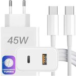 Carregador Turbo Tipo C 45W com Cabo USB-C | Fonte Turbo Tipo-C Compatível com iPhone 15 16 Pro Max, Samsung Galaxy, Xiaomi, Motorola [VALUANCE]