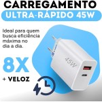 Carregador Turbo Tipo C 45W com Cabo USB-C | Fonte Turbo Tipo-C Compatível com iPhone 15 16 Pro Max, Samsung Galaxy, Xiaomi, Motorola [VALUANCE] - Imagem 2