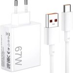 Carregador Turbo com Cabo USB-C, 67W, Branco, Plástico, Carregamento Rápido, Compacto, para Xiaomi e Smartphones com Entrada USB-C
