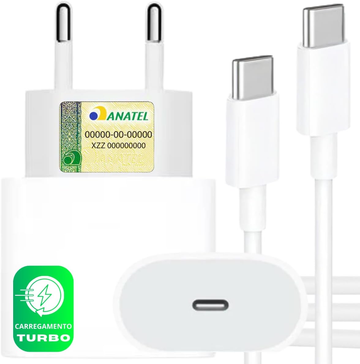 Carregador-USB-C-Turbo-para-iPhone-15-15-pro-15-Pro.jpg Carregador USB-C Turbo para iPhone 15, 15 pro, 15 Pro Max, iPhone 16, 16 pro, 16 pro Max, Compativel c/Samsung Galaxy, IOS/Android, Super Rapido, Fonte Entrada Tipo-C + Cabo USB-C, Branco Homologado