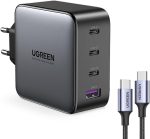 Carregador Ugreen Usb C 100W e Cabo Usb C 2 Metros Tecnologia GanX Detecção de Dispositivo Velocidade de Transferência e Sincronização de Dados 480Mbs Corrente Máxima 3A / No Brasil