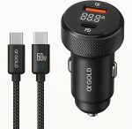 Carregador Veicular Tipo C 60W com Cabo Trançado de 1 Metro – Alta Velocidade, Homologado, Premium e Resistente – Ideal para Viagens e Uso Diário – Elegante e Durável!