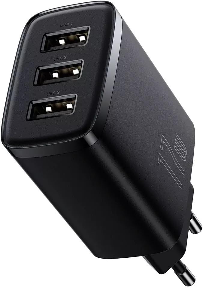 Carregador-de-Parede-Baseus-Compact-3U-17W-Pretocom-cabo-lightning.jpg Carregador de Parede Baseus Compact 3U 17W Preto(com cabo lightning Baseus superrior series 1m preto)