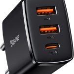 Carregador de Parede Baseus Compact Quick Charger 2U+C 30W Preto