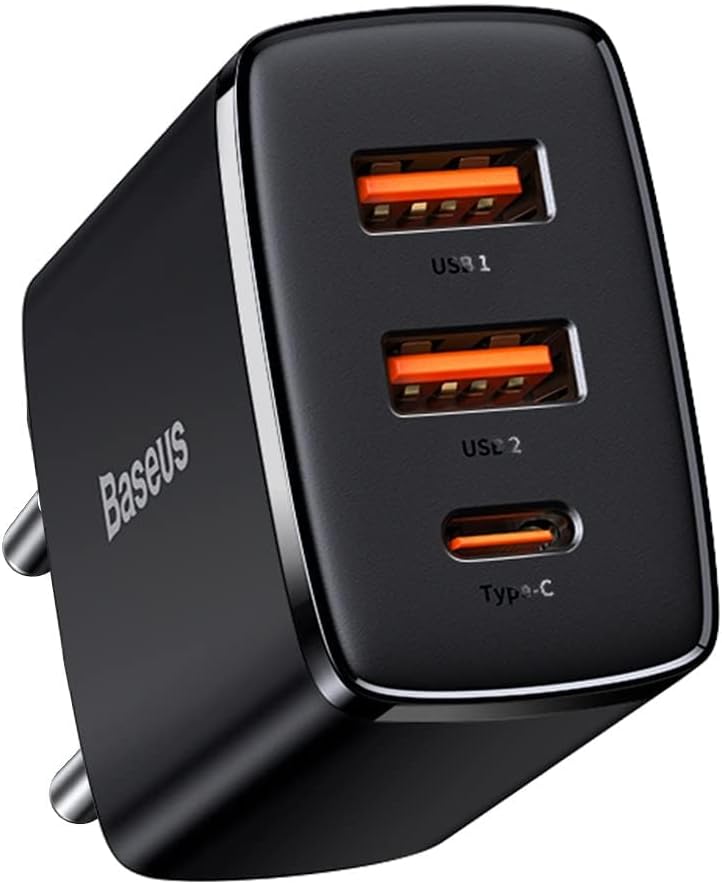 Carregador-de-Parede-Baseus-Compact-Quick-Charger-2UC-30W-Preto.jpg Carregador de Parede Baseus Compact Quick Charger 2U+C 30W Preto