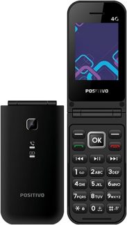 Celular POSITIVO P51, Flip, Função Modem, 4G, Câmera Traseira, Tela 2,4” LCD, Rádio FM, Botão SOS, Dual SIM Preto