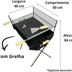 Churrasqueira Com Grelha Churrasco Espeteira 50x40 Camping Churrasco Espetinho