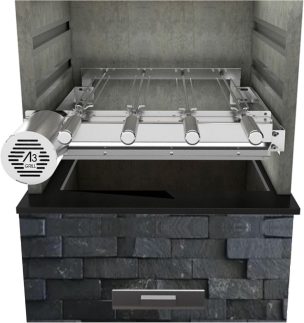 Churrasqueira Giratória Ajustável para 4 Espetos Inox (Inox Motor Esquerdo)