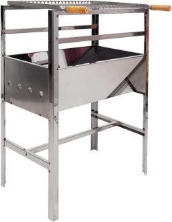 Churrasqueira Inox Movel Grande 60x35x75 Acompanha Grelha Moeda Inox