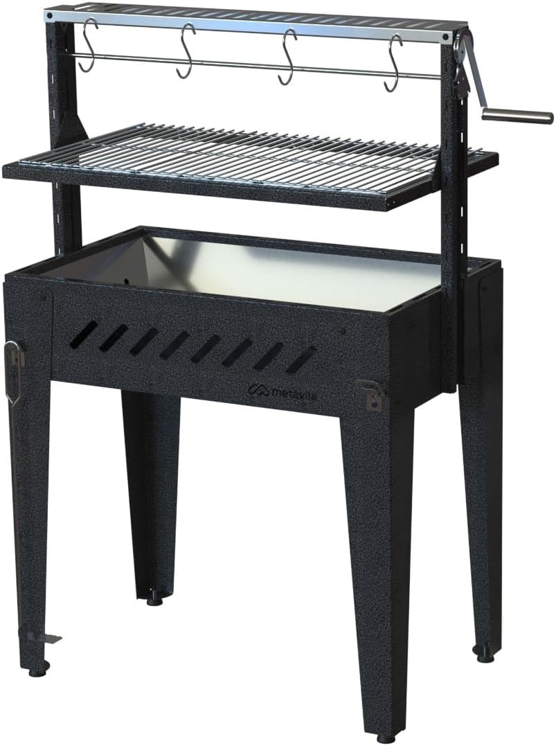Churrasqueira-Metavila-Santa-Maria-Grill-SMG760-–-Grelhas-Inox-304.jpg Churrasqueira Metávila Santa Maria Grill SMG760 – Grelhas Inox 304, Ajuste de Altura, Capacidade Até 10 kg, Craquelado Preto