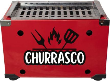Churrasqueira portátil com tanque e grelha em inox, tanque externo fabricado em metal galvalume com pintura eletrostática (Vermelha)
