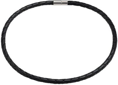 Colar Choker Gargantilha Unissex em Couro, 4mm, Fecho de Metal