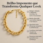 Colar Feminino Corrente de Elo Cubano Dourada – Gargantilha de Elos Grossos com Extensor Ajustável, Elegância e Poder em Cada Detalhe - Imagem 2