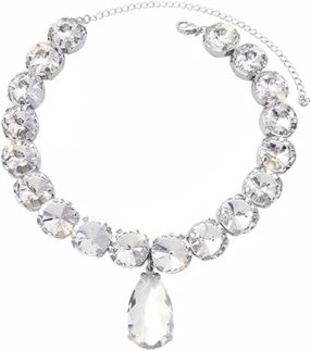 Colar Gargantilha Choker Feminino com Cristais Lapidados e Pingente Gota – Curto e Elegante para Looks Sofisticados