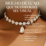 Colar Gargantilha Choker Feminino com Cristais Lapidados e Pingente Gota – Curto e Elegante para Looks Sofisticados - Imagem 2