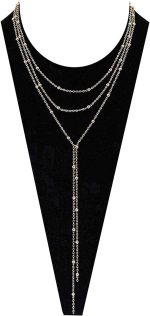 Colar com pingente de borla de corrente longa com gargantilha de camada MOLOCH para mulheres, meninas, feito à mão, estação de contas, colar com pingente corrente joia colar Medium Dourado