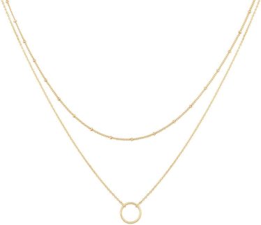 Colar em camadas para mulheres, banhado a ouro, gargantilha delicada, pingente empilhável, conjunto de colar de ouro, joias modernas, presentes