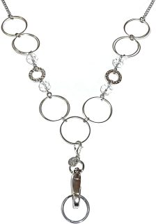 Colar feminino de contas vazadas escondidas com contas curtas e moderno, para mulheres curtas ou pequenas, emblema forte para suporte de identidade e chaves. 71 a 76 cm de comprimento, Crystal Rings - Non Breakaway - Lobster Clasp, Short