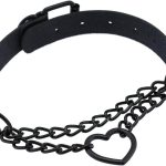 Colar gargantilha, gargantilha de corrente de coração preto, gargantilha sexy punk gótica, gola ajustável