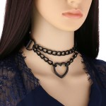 Colar gargantilha, gargantilha de corrente de coração preto, gargantilha sexy punk gótica, gola ajustável - Imagem 2