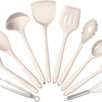 Conjunto de 10 utensílios de cozinha para cozinhar, conjunto de utensílios de cozinha de silicone Leonyo 230 °C, resistente ao calor, com espátula, concha de sopa, colher de servir para panelas