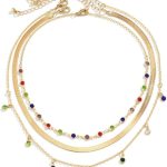 Conjunto de Colares Feminino "Powerful Colors" 3 em 1 – Semijoias com Pedras Coloridas – Estilo, Versatilidade e Toque Fashion – Metal Leve e Resistente – Tamanhos Variados