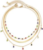 Conjunto de Colares Feminino "Powerful Colors" 3 em 1 – Semijoias com Pedras Coloridas – Estilo, Versatilidade e Toque Fashion – Metal Leve e Resistente – Tamanhos Variados