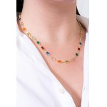 Corrente Colar Gargantilha Com Pedras Coloridas Banhado á ouro 18k e antialérgico - Imagem 2