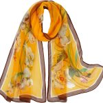 E-Clover Herebuy - Lenços florais femininos exclusivos: lenço estampado de flores e pássaros de chiffon