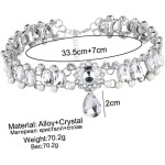 Elegante gargantilha feminina com pérolas e strass requintada, presente para formatura, aniversário e ocasiões especiais, prata - Imagem 2