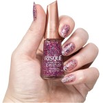 Esmalte Risqué Livre para Brilhar Glitter Rosa Cravejada no Glitter 8ml - Imagem 2