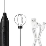 Espumador de Leite Elétrico e Mixer Portátil USB Recarregável – 3 Velocidades Potentes com 2 Cabeças (Mola e Fouet) – Batedor em Inox para Café, Cappuccino, Shakes e Ovos