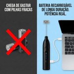 Espumador de Leite Elétrico e Mixer Portátil USB Recarregável – 3 Velocidades Potentes com 2 Cabeças (Mola e Fouet) – Batedor em Inox para Café, Cappuccino, Shakes e Ovos - Imagem 2