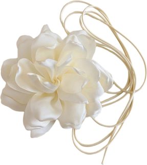 Fancyes Gargantilha de Flores com Gola Floral, Gargantilha com Corrente de Clavícula, Pescoço, Gargantilha de Flores para Noiva