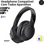 Fone de Ouvido Bluetooth 5.3 Para Jogos Studio Academia Entreterimento Prata Sem Fio C/Microfone TWS Compatibilidade Universal Redução de Ruido Homologado Anatel Original E&A (Prata) - Imagem 2