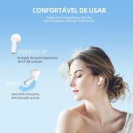 Fone de Ouvido Bluetooth Sem Fio 5.3, Bateria 24H, Modo de Fone Ouvido único e Dois Compatível iOS Android, 360 Estéreo Graves Potentes, Chipset de Redução para Músicas, Chamadas e Games, Branco - Imagem 2