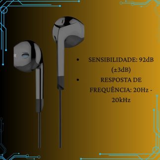 Fone de Ouvido Intra-Auricular P2 Premium com Microfone; Áudio de Qualidade, Cabo Flat Anti-Embaraço; Compatível com Celulares, Tablets e Notebooks. (Preto)