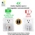 Fonte Universal Turbo 50W 2 Entradas USB-C e USB Turbo Carregador Tipo C e USB - Compátivel Com Todo Dispositivo e Cabo Tecnologia Power Delivery Carrega Com Segurança - Linha Premium - Imagem 2