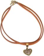 Gargantilha De Couro Feminino Duas Voltas Coração Choker Bijuterias
