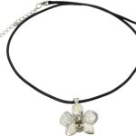 Gargantilha Feminina Pingente Flor Cordão Preto Bijuterias