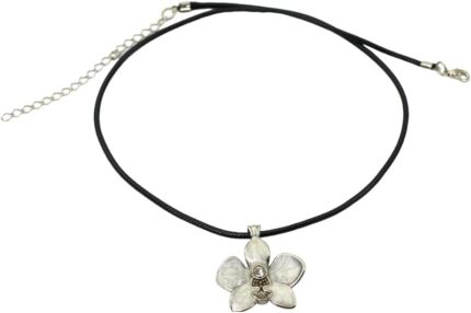 Gargantilha Feminina Pingente Flor Cordão Preto Bijuterias