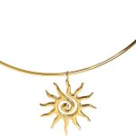 Gargantilha de sol de fogo, colar de corrente banhada a ouro, colar hipoalergênico, retrô, vintage, fashion, boho, férias, verão, praia, joias, festa, aniversário, dia dos namorados, presente para