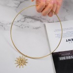 Gargantilha de sol de fogo, colar de corrente banhada a ouro, colar hipoalergênico, retrô, vintage, fashion, boho, férias, verão, praia, joias, festa, aniversário, dia dos namorados, presente para - Imagem 2