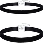 Gargantilha de veludo de 2 peças, coleiras de faixa preta para acessórios de moda