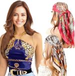 Genérico - Kit 3 Lenço Cetim Grande Estampas Sortidas - Camponesa Bandana Cabelo Cropped Echarpe Bbb Famosos
