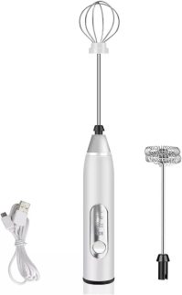 Genérico Mini Mixer Portátil Elétrico Recarregável, Misturador de Bebidas, Café, Ovos e Whey com Fuê, Cores Preto ou Branco (BRANCO)