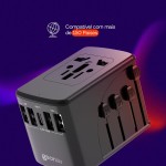 Geonav Carregador Universal com Adaptadores de Viagem, 4 Portas USB + 1 USB-C (Preto) - Imagem 2