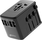 Geonav Carregador Universal com Adaptadores de Viagem, 4 Portas USB + 1 USB-C (Preto)
